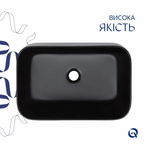 Комплект Qtap Scorpio: Раковина накладная прямоугольная 550х390х120 мм Matt Black + Донный клапан PU03 Комплект Qtap Scorpio: Раковина накладная прямоугольная 550х390х120 мм Matt Black + Донный клапан PU03