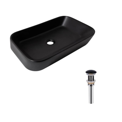 Комплект Qtap Scorpio: Раковина накладная прямоугольная 550х390х120 мм Matt Black + Донный клапан PU03 Комплект Qtap Scorpio: Раковина накладная прямоугольная 550х390х120 мм Matt Black + Донный клапан PU03