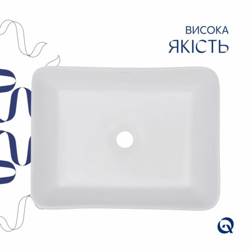 Комплект Qtap Tern: Раковина накладная прямоугольная 480х370х135 мм White + Донный клапан PU02