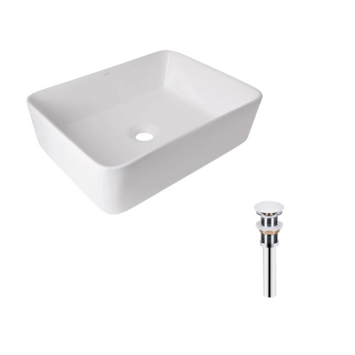Комплект Qtap Tern: Раковина накладная прямоугольная 480х370х135 мм White + Донный клапан PU02