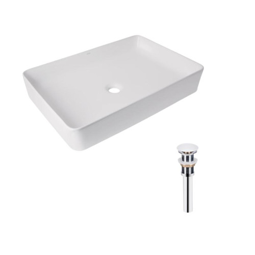 Комплект Qtap Tern: Раковина накладная прямоугольная 600x400x110 мм WHITE + Донный клапан PU02 Комплект Qtap Tern: Раковина накладная прямоугольная 600x400x110 мм WHITE + Донный клапан PU02