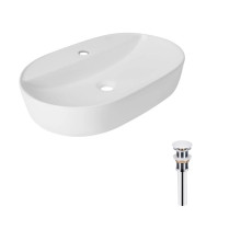 Комплект Qtap Scorpio: Раковина накладная овальная 600х400х120 мм White + Донный клапан PU02 Комплект Qtap Scorpio: Раковина накладная овальная 600х400х120 мм White + Донный клапан PU02