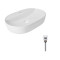 Комплект Qtap Scorpio: Раковина накладная овальная 600х400х120 мм White + Донный клапан PU02