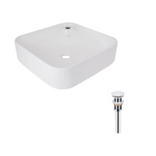 Комплект Qtap Stork: Раковина накладная квадратная 430x430x125 мм White + Донный клапан PU02 Комплект Qtap Stork: Раковина накладная квадратная 430x430x125 мм White + Донный клапан PU02