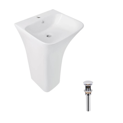 Комплект Qtap Crow: Раковина напольная моноблок 445x420x840 мм White + Донный клапан PU02O