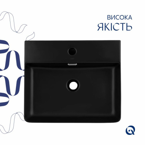 Комплект Qtap Nando LT: Раковина подвесная прямоугольная 500х420х130 мм Matt Black + Донный клапан PU03O Комплект Qtap Nando LT: Раковина подвесная прямоугольная 500х420х130 мм Matt Black + Донный клапан PU03O