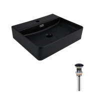 Комплект Qtap Nando LT: Раковина подвесная прямоугольная 500х420х130 мм Matt Black + Донный клапан PU03O Комплект Qtap Nando LT: Раковина подвесная прямоугольная 500х420х130 мм Matt Black + Донный клапан PU03O