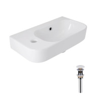 Комплект Qtap Tern: Раковина подвесная прямоугольная левая 450х250х158 мм White + Донный клапан PU02O Комплект Qtap Tern: Раковина подвесная прямоугольная левая 450х250х158 мм White + Донный клапан PU02O