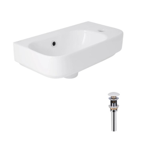 Комплект Qtap Tern: Раковина подвесная прямоугольная правая 450х250х158 мм White + Донный клапан PU02O Комплект Qtap Tern: Раковина подвесная прямоугольная правая 450х250х158 мм White + Донный клапан PU02O
