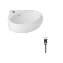 Комплект Qtap Leo N: Раковина подвесная угловая овальная 380x360x130 мм WHITE + Донный клапан PU02O Комплект Qtap Leo N: Раковина подвесная угловая овальная 380x360x130 мм WHITE + Донный клапан PU02O