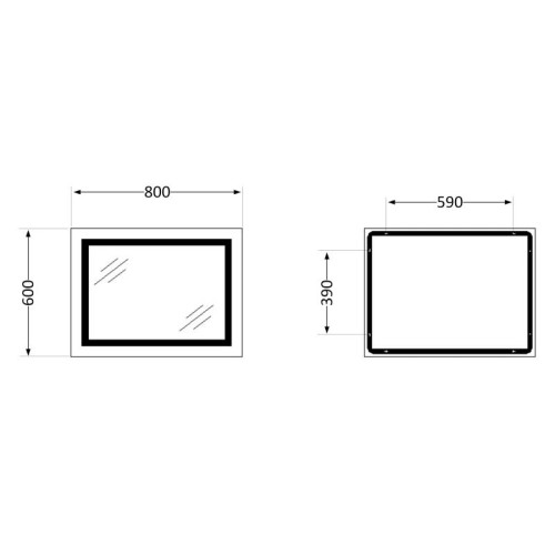 Зеркало Lidz Kubis 800х600 с LED-подсветкой Touch, с антизапотеванием, с диммером, рег. яркости LD78LF9047400