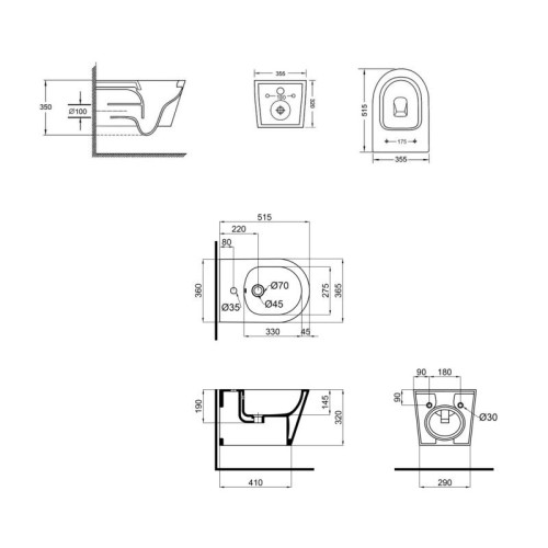 Комплект Qtap Swan 2 в 1: унитаз подвесной Rimless + биде подвесное