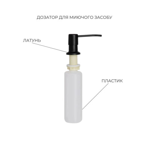 Комплект Lidz Handmade H7849BR Мойка для кухни интегрированная крыло справа BlackPVD в комплекте с дозатором + Lidz K01B Корзина для кухонной мойки