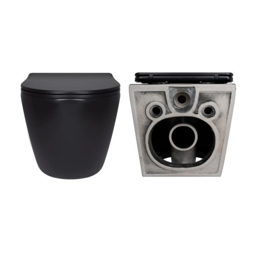 Комплект Qtap Robin Matt Black 2 в 1: унитаз подвесной Ultra Quiet QT13332381АSMB + биде подвесное QT1355046FMB Комплект Qtap Robin Matt Black 2 в 1: унитаз подвесной Ultra Quiet QT13332381АSMB + биде подвесное QT1355046FMB