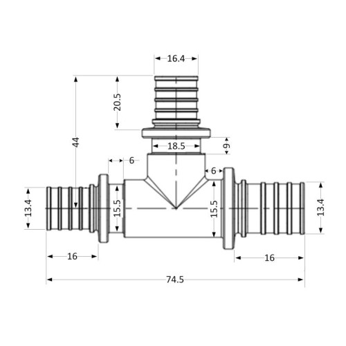 Тройник натяжной Icma №1039 d16х20х16 851039BOGWBO05 Тройник натяжной Icma №1039 d16х20х16 851039BOGWBO05