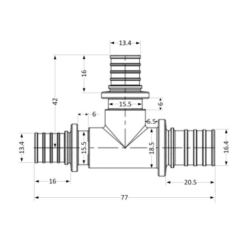 Тройник натяжной Icma №1039 d20х16х16 851039GWBOBO0 Тройник натяжной Icma №1039 d20х16х16 851039GWBOBO0