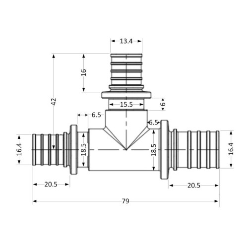 Тройник натяжной Icma №1039 d20х16х20 851039GWBOGW05 Тройник натяжной Icma №1039 d20х16х20 851039GWBOGW05