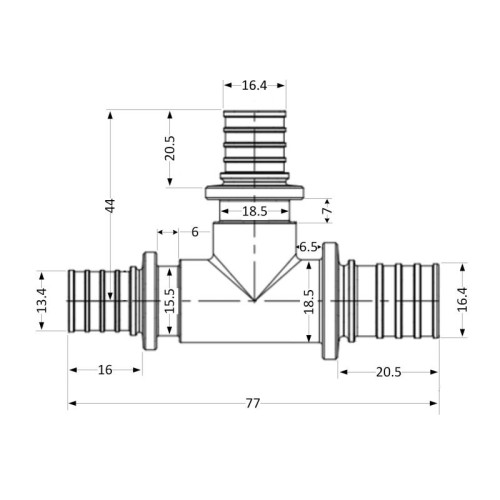 Тройник натяжной Icma №1039 d20х20х16 851039GWGWBO05 Тройник натяжной Icma №1039 d20х20х16 851039GWGWBO05