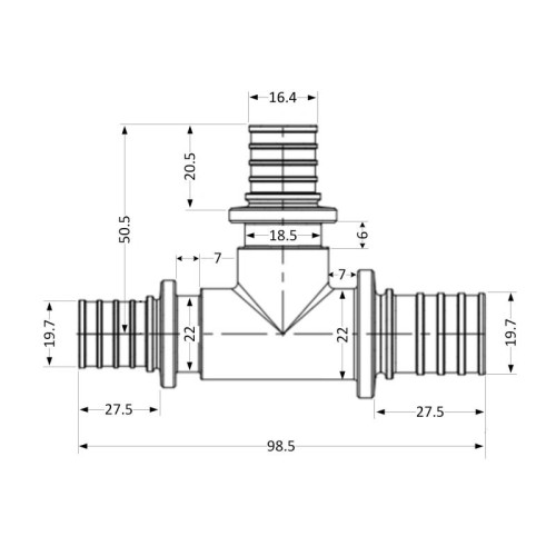 Тройник натяжной Icma №1039 d25х20х25 851039GXGWGX05