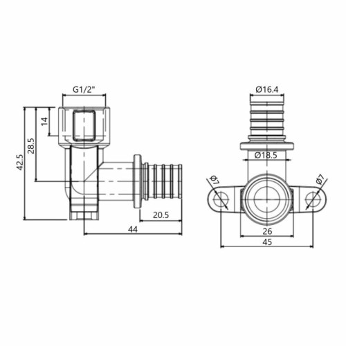 Угол натяжной Icma №1040 d20х2,8-1/2