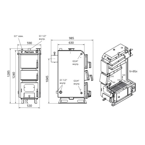 Котел твердотопливный стальной Thermo Alliance Ferrum V 5.0 FSF 26 Котел твердотопливный стальной Thermo Alliance Ferrum V 5.0 FSF 26
