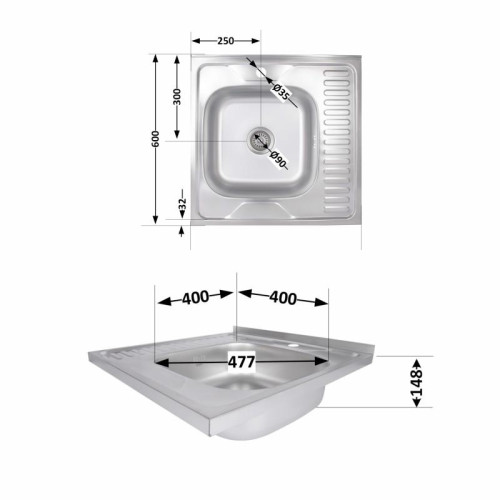 Кухонная мойка Brinex 6060-R 0,6 мм Satin (BRIN6060RSAT06) Кухонная мойка Brinex 6060-R 0,6 мм Satin (BRIN6060RSAT06)