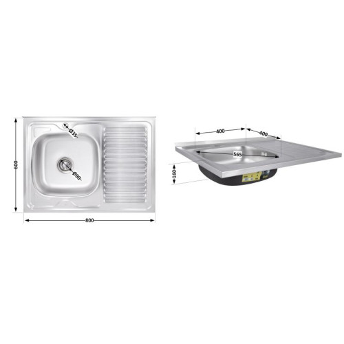 Кухонная мойка Brinex 6080-L 0,6 мм Satin (BRIN6080LSAT06)