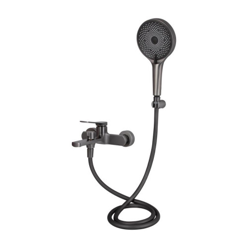 Смеситель для ванны Qtap Slavonice (c душевым гарнитуром) QTSLV259GMB48035 Gunmetal Black PVD