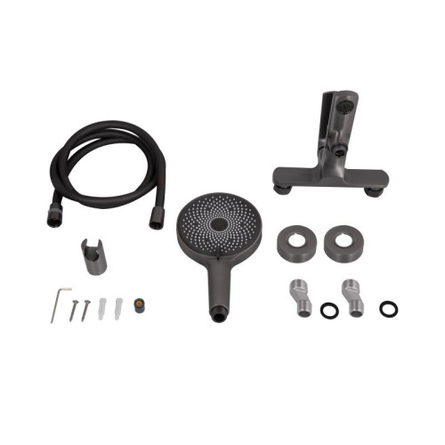 Смеситель для ванны Qtap Slavonice (c душевым гарнитуром) QTSLV259GMB48035 Gunmetal Black PVD