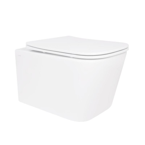 Унитаз подвесной Crow Rimless 485х340х330 мм, White, с сиденьем Slim Duroplast/ Soft-close/ Quick Release QT05335171RW Qtap