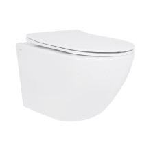 Унитаз подвесной Jay Rimless 485×360×320 мм, White, с сиденьем Slim Duroplast/ Soft-close/ Quick Relase QT07335177RW Qtap