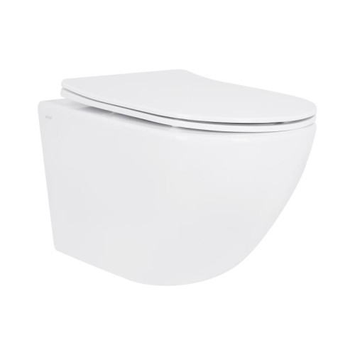 Унитаз подвесной Jay Rimless 485×360×320 мм, White, с сиденьем Slim Duroplast/ Soft-close/ Quick Relase QT07335177RW Qtap