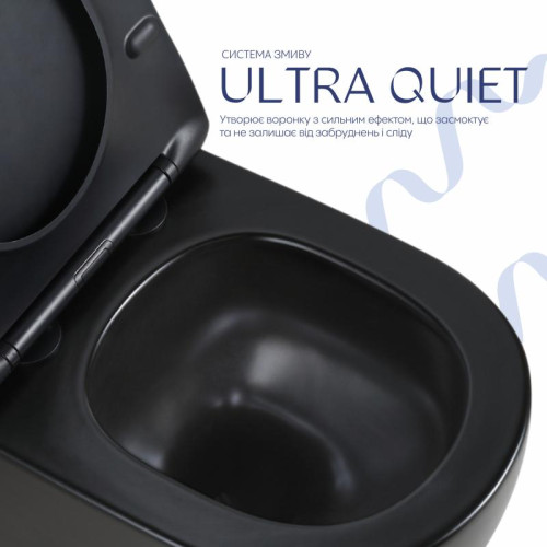 Унитаз подвесной Qtap Jay Ultra Quiet 485х360х320 мм, Matt Black, сиденьем Slim Duroplast/ Soft-close/ Quick Relase QT07335177MB Унитаз подвесной Qtap Jay Ultra Quiet 485х360х320 мм, Matt Black, сиденьем Slim Duroplast/ Soft-close/ Quick Relase QT07335177MB