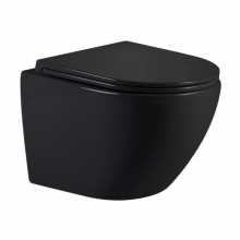 Унитаз подвесной Qtap Jay Ultra Quiet 485х360х320 мм, Matt Black, сиденьем Slim Duroplast/ Soft-close/ Quick Relase QT07335177MB