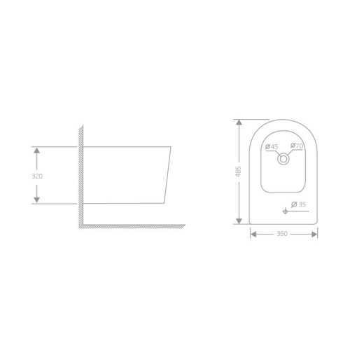 Биде подвесное Qtap Swan 485х360х320 мм, White QT16555379W