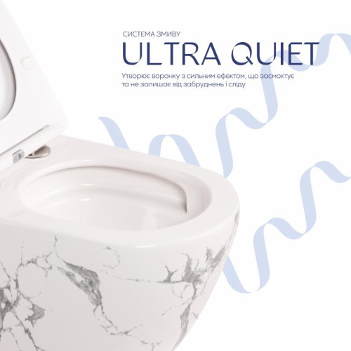 Унитаз подвесной Robin Ultra Quiet 490×365×325 мм, Marble, с сиденьем Slim Duroplast / Soft-close / Quick Release QT13332381АSMR Qtap Унитаз подвесной Robin Ultra Quiet 490×365×325 мм, Marble, с сиденьем Slim Duroplast / Soft-close / Quick Release QT13332381АSMR Qtap