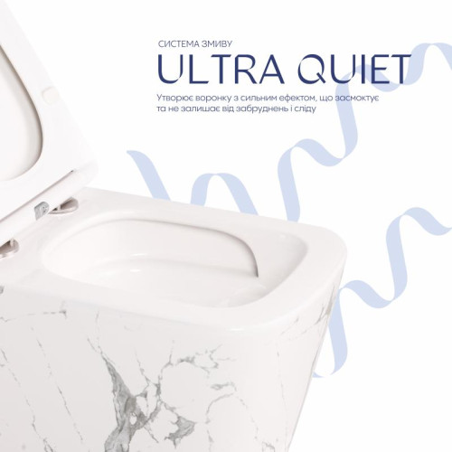 Унитаз подвесной Tern Ultra Quiet 490×365×325 мм, Marble, с сиденьем Slim Duroplast / Soft-close / Quick Release QT17332303ASMR Qtap