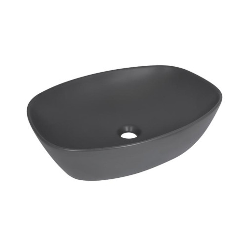Раковина накладная Qtap Robin 500х380х140 мм, Anthracite, прямоугольная, с донным клапаном QT04116302AN