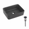 Раковина накладная Qtap Tern 480x370x135 мм, Anthracite, прямоугольная, с донным клапаном QT17116069AN