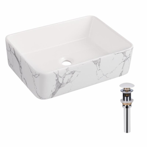Раковина накладная Qtap Tern 480x370x135 мм, Marble, прямоугольная, с донным клапаном QT17116069MR Раковина накладная Qtap Tern 480x370x135 мм, Marble, прямоугольная, с донным клапаном QT17116069MR