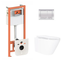 Готовое решение Qtap для ванной комнаты: подвесной унитаз Swan Ultra Quiet 520×360×320 + комплект инсталляции Nest 4 в 1 (квадратная клавиша Chrome) Готовое решение Qtap для ванной комнаты: подвесной унитаз Swan Ultra Quiet 520×360×320 + комплект инсталляции Nest 4 в 1 (квадратная клавиша Chrome)