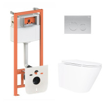 Готовое решение Qtap для ванной комнаты: подвесной унитаз Swan Ultra Quiet 520×360×320 + комплект инсталляции Nest 4 в 1 (круглая клавиша Satin) Готовое решение Qtap для ванной комнаты: подвесной унитаз Swan Ultra Quiet 520×360×320 + комплект инсталляции Nest 4 в 1 (круглая клавиша Satin)
