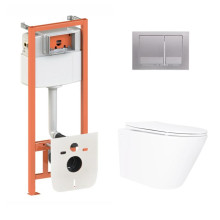 Готовое решение Qtap для ванной комнаты: подвесной унитаз Swan Ultra Quiet 520×360×320 + комплект инсталляции Nest 4 в 1 (квадратная клавиша Satin) Готовое решение Qtap для ванной комнаты: подвесной унитаз Swan Ultra Quiet 520×360×320 + комплект инсталляции Nest 4 в 1 (квадратная клавиша Satin)