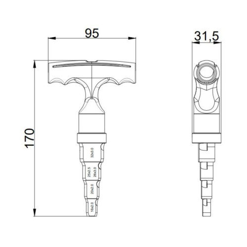 Калибратор с трещеткой Thermo Alliance для м/п труб d16-32 STD-404