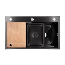Lidz Handmade H7545B Мойка для кухни интегрированная Decor Black PVD Honeycomb 3,0/1,0 мм LDH7545BDECPVD48373 Lidz Handmade H7545B Мойка для кухни интегрированная Decor Black PVD Honeycomb 3,0/1,0 мм LDH7545BDECPVD48373