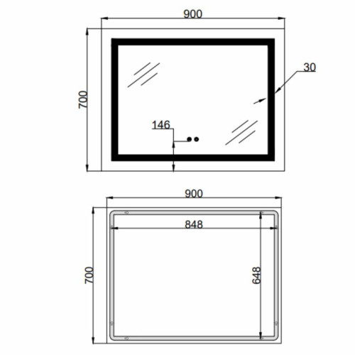 Зеркало Lidz Kubis (KU1) 900х700 с LED-подсветкой Touch, с антизапотеванием, с диммером, рег. яркости LD78LF904907048451
