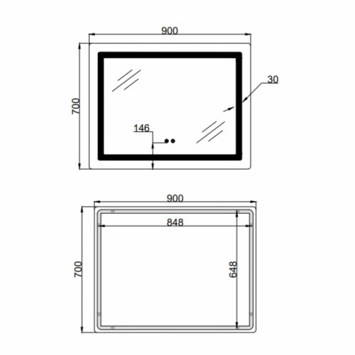 Зеркало Lidz Kubis (KU2) 900х700 с LED-подсветкой Touch, с антизапотеванием, с диммером, рег. яркости LD78LF904907048452