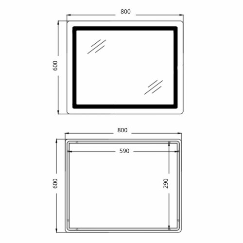 Зеркало Qtap Cardinal (CA2) 800х600 с LED-подсветкой Touch, с антизапотеванием, с диммером, рег. темп. цвета (3000-6500K) QT0478C806048457