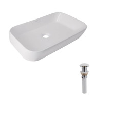 Комплект Qtap Scorpio: Раковина накладная 550x390x120 мм, White, прямоугольная + Донный клапан Pop-up PU02
