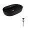 Комплект Qtap Scorpio: Раковина накладная 600x400x120 мм, Matt Black, овальная + Донный клапан Pop-up PU03